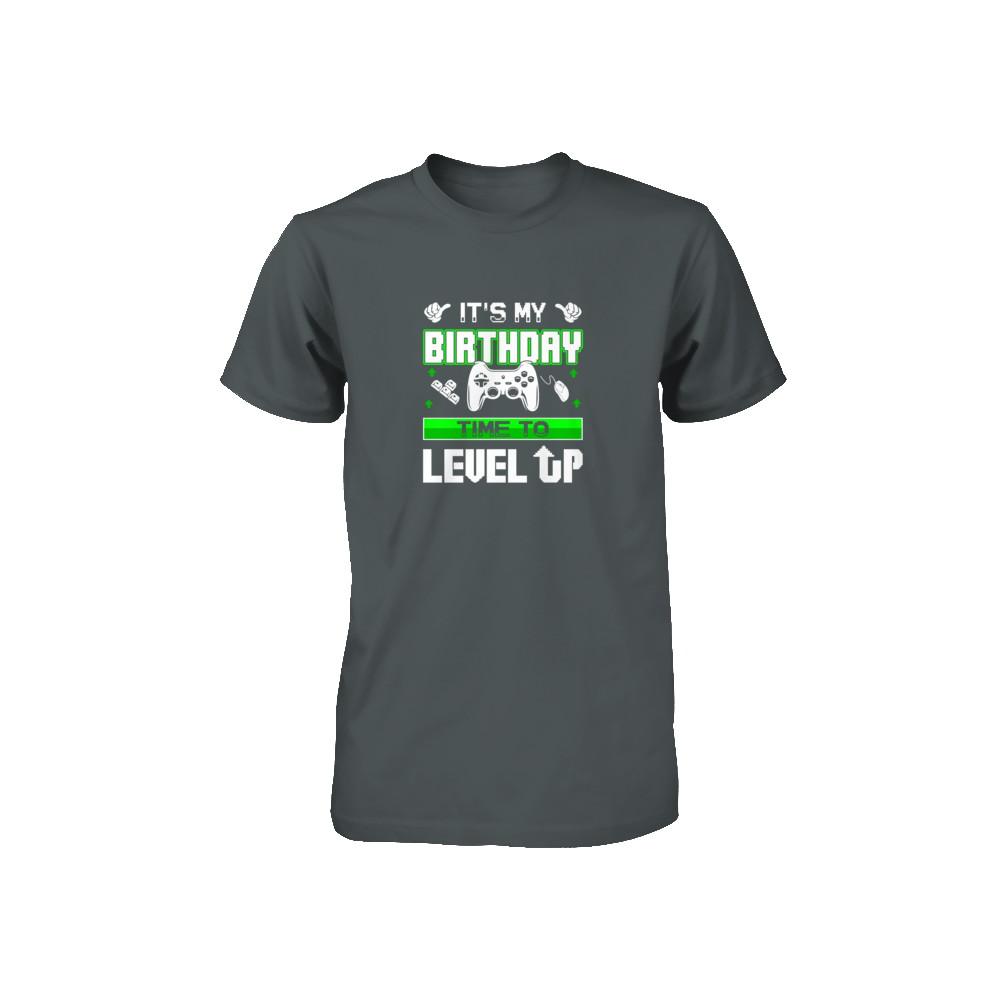 It's My Birthday Time To Level Up Youth-Youth Shirt-Toddler T-Shirt-Charcoal