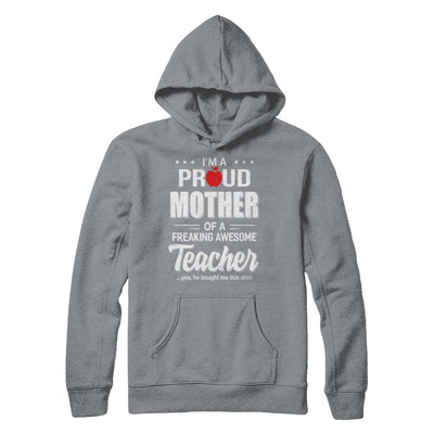 I'm A Proud Mother From Awesome Teacher Son Mom-T-Shirt & Hoodie-Pullover Hoodie-Light Steel