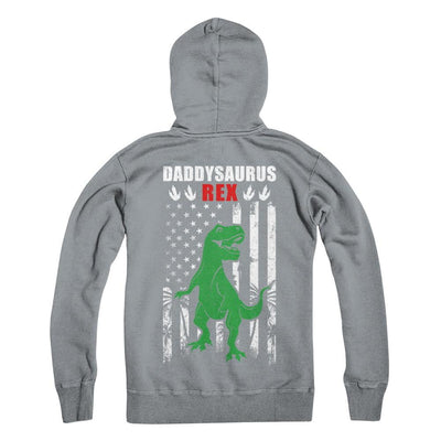 DaddySaurus Dad Dinosaur Rex American Flag Fathers Day-T-Shirt & Hoodie-Pullover Hoodie-Light Steel