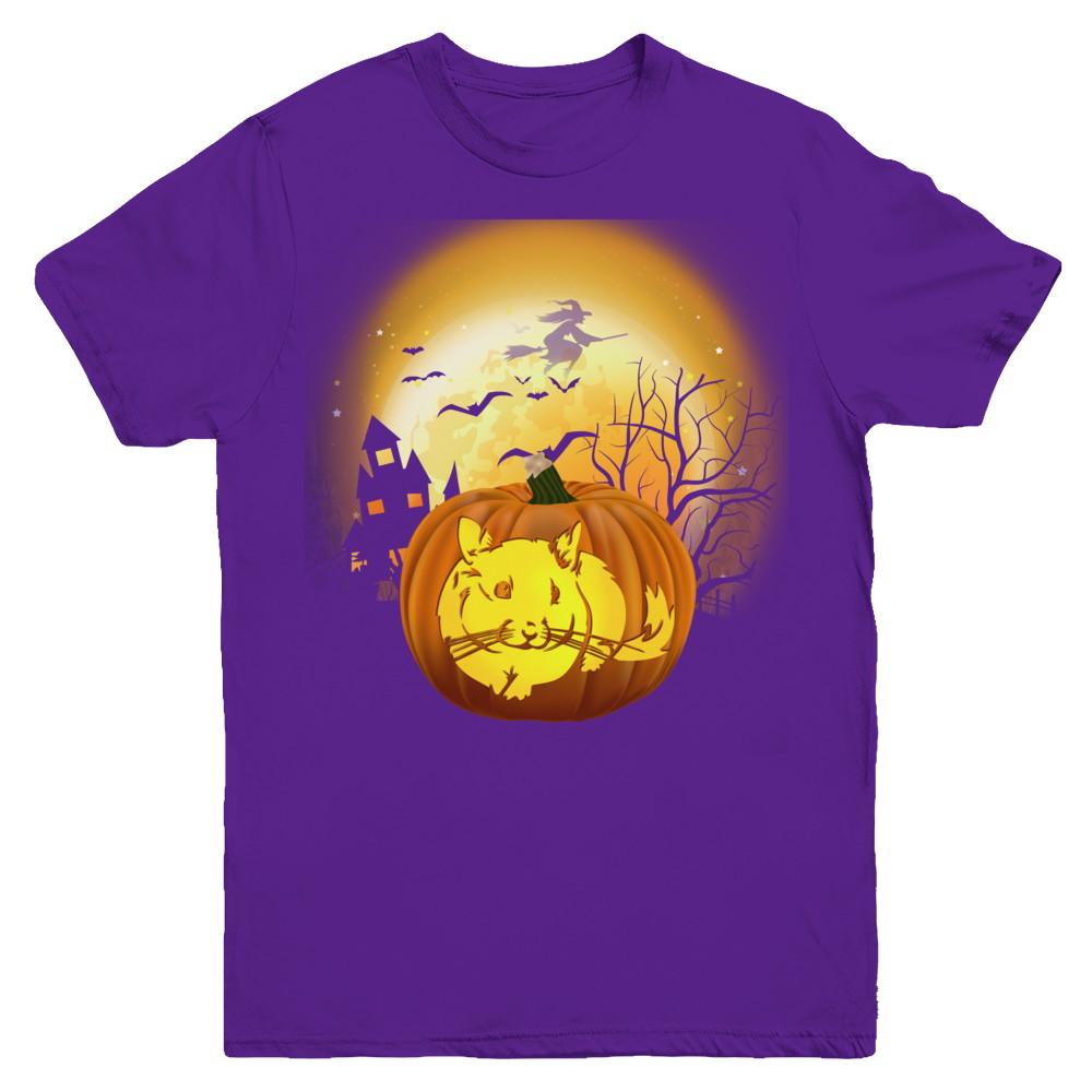 Pumpkin Chinchilla Halloween Human Costume Youth-Youth Shirt-Youth T-Shirt-Purple