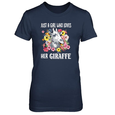 Just A Girl Who Loves Her Giraffe-T-Shirt & Tank Top-Women's T-Shirt-Navy