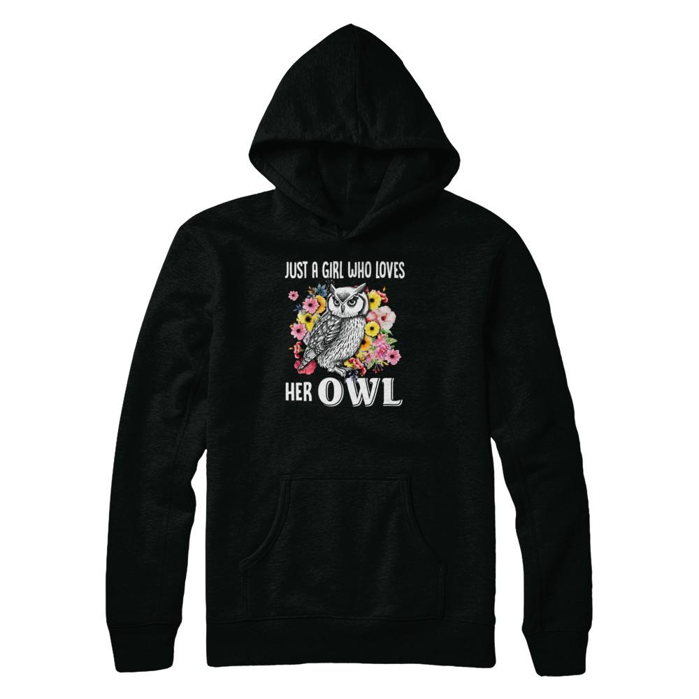 Just A Girl Who Loves Her Owl-T-Shirt & Tank Top-Pullover Hoodie-Black