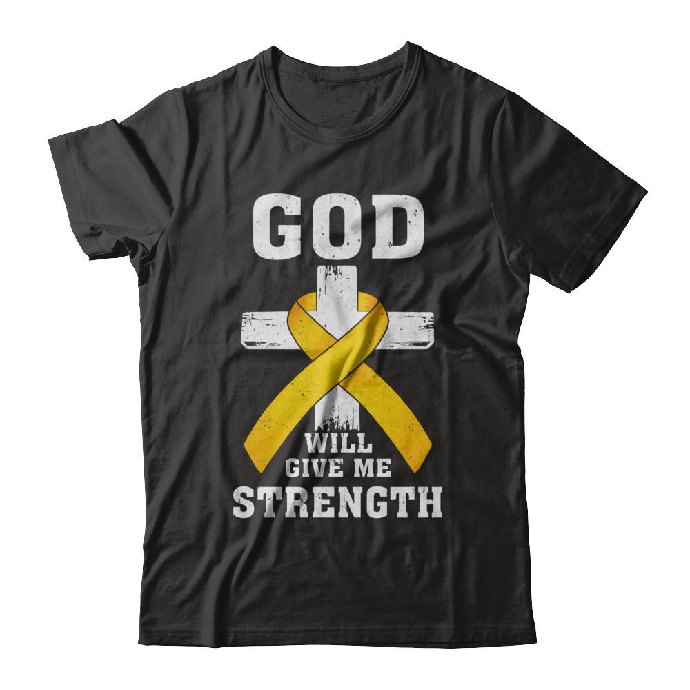 God Will Give Me Strength Gold Yellow Cancer Ribbon Gift