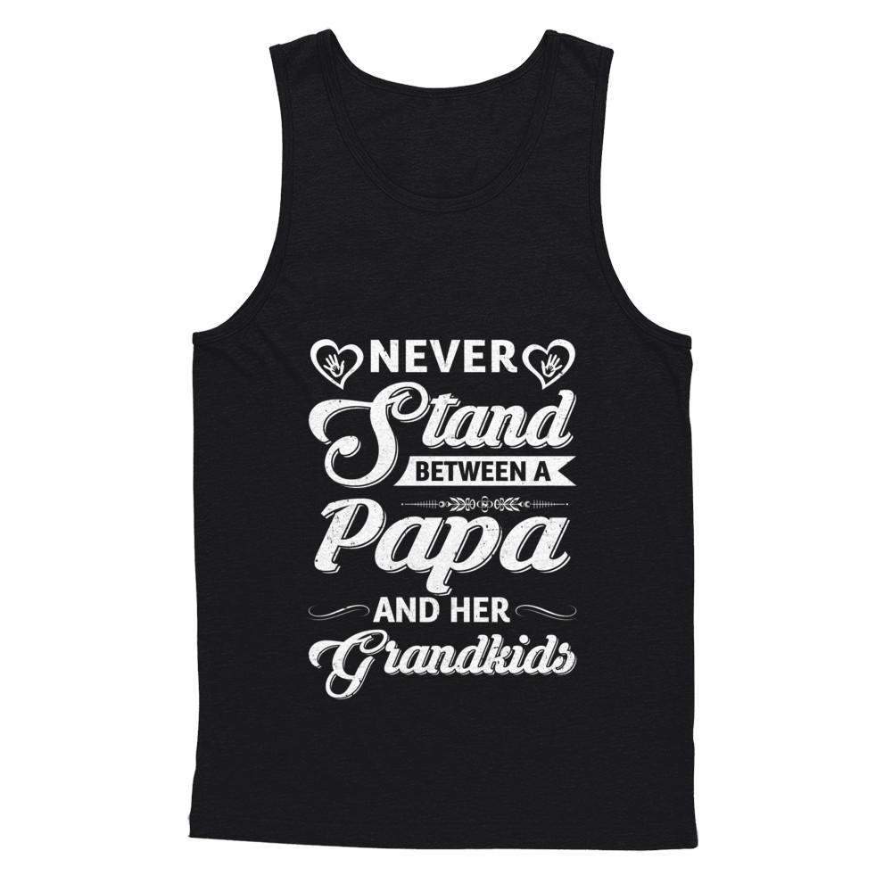 Never Stand Between A Papa And His Grandkids Fathers Day-T-Shirt & Tank Top-Unisex Tank-Black