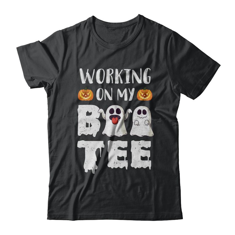 Working On My Boo Tee Funny Ghost Halloween