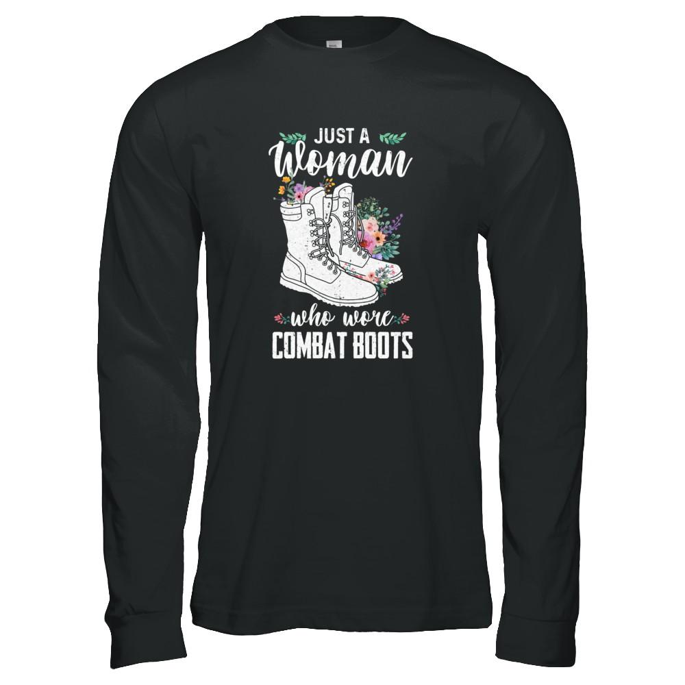Just A Woman Who Wore Combat Boots Veteran-T-Shirt & Tank Top-Long Sleeve T-Shirt-Black
