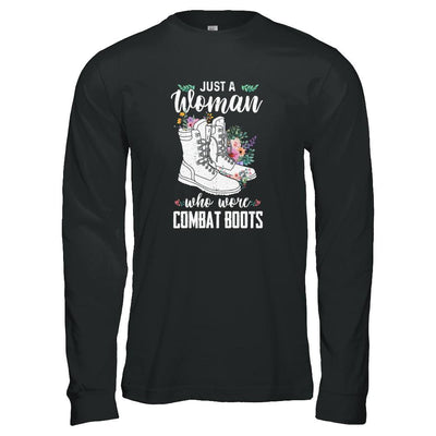 Just A Woman Who Wore Combat Boots Veteran-T-Shirt & Tank Top-Long Sleeve T-Shirt-Black