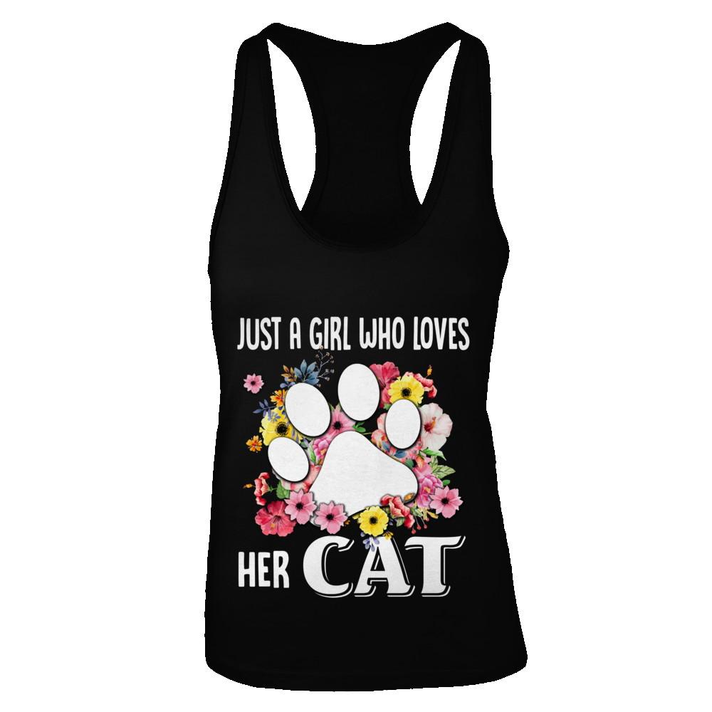 Just A Girl Who Loves Her Cat-T-Shirt & Tank Top-Women's Ideal Racerback Tank-Black