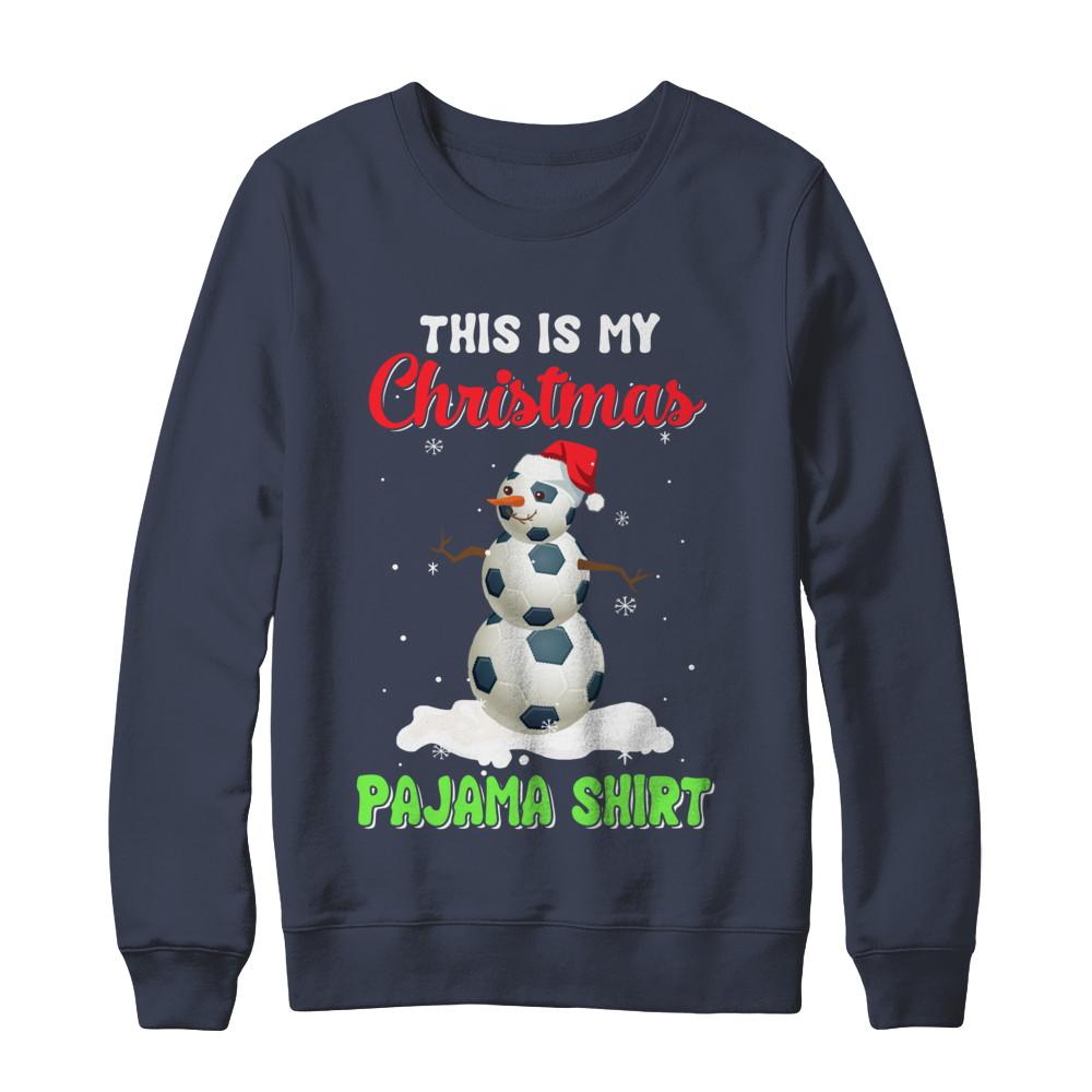 This Is My Christmas Pajama Xmas Snowman Soccer-T-Shirt & Sweatshirt-Crewneck Sweatshirt-Navy
