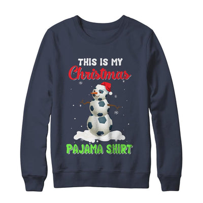 This Is My Christmas Pajama Xmas Snowman Soccer-T-Shirt & Sweatshirt-Crewneck Sweatshirt-Navy