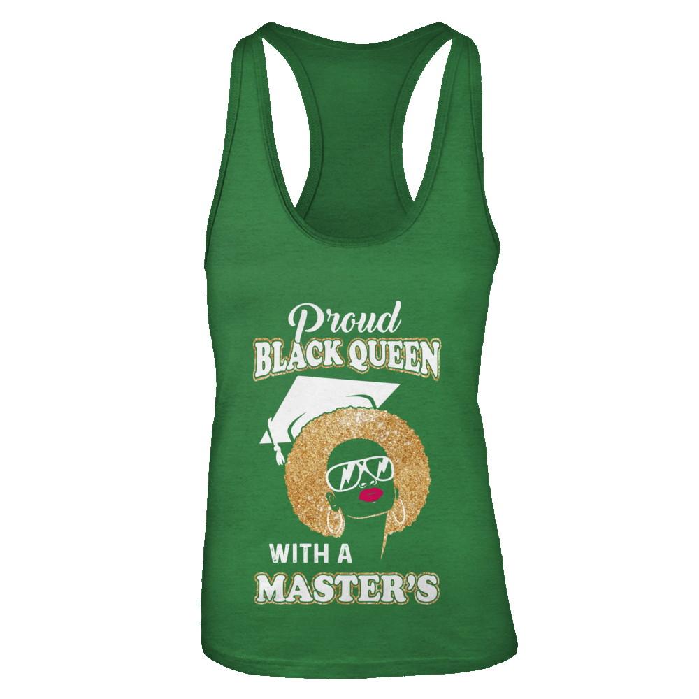 Graduation Proud Black Queen Masters Degree Graduate-T-Shirt & Tank Top-Women's Ideal Racerback Tank-Kelly Green