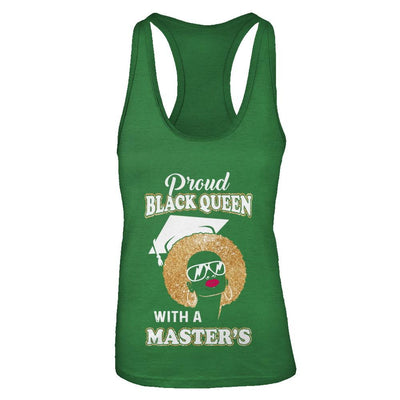 Graduation Proud Black Queen Masters Degree Graduate-T-Shirt & Tank Top-Women's Ideal Racerback Tank-Kelly Green