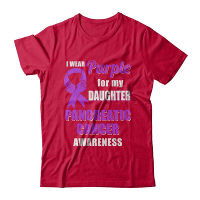 I Wear Purple For My Daughter Pancreatic Cancer Dad Mom-T-Shirt & Hoodie-Classic T-Shirt-Red