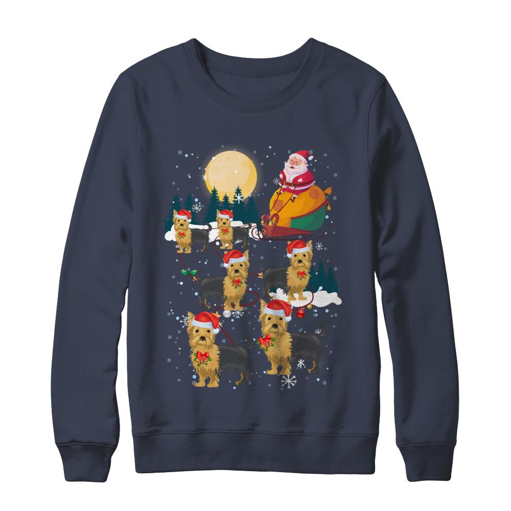 Dog Reindeer Yorkie Christmas Gift-T-Shirt & Sweatshirt-Crewneck Sweatshirt-Navy