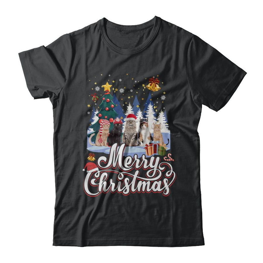 Merry Christmas Cat Women Girls Christmas Gift-T-Shirt & Sweatshirt-Classic T-Shirt-Black
