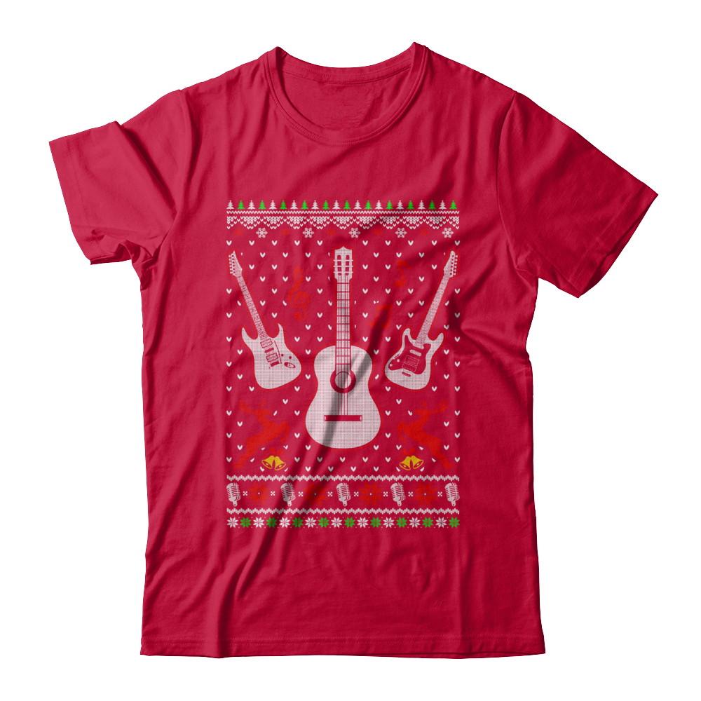 Singer Song Guitar Ugly Christmas Sweater-T-Shirt & Sweatshirt-Classic T-Shirt-Red