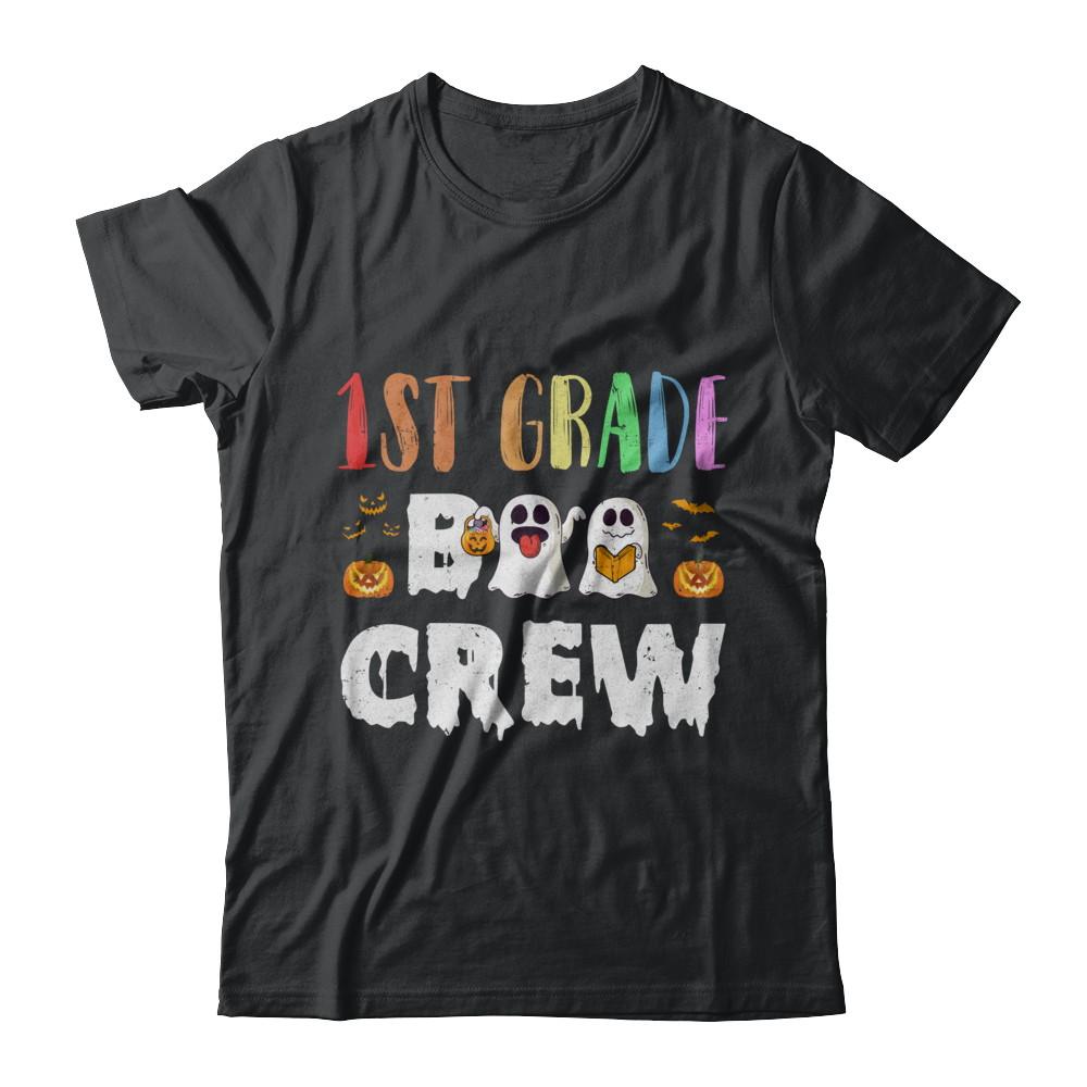 Cute Boo Crew 1st Grade Teacher Halloween-T-Shirt & Hoodie-Classic T-Shirt-Black