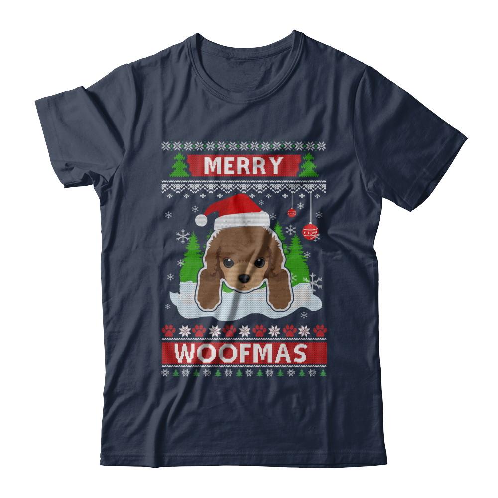 Poodle Merry Woofmas Ugly Christmas Sweater-T-Shirt & Sweatshirt-Classic T-Shirt-Navy