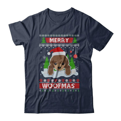 Poodle Merry Woofmas Ugly Christmas Sweater-T-Shirt & Sweatshirt-Classic T-Shirt-Navy