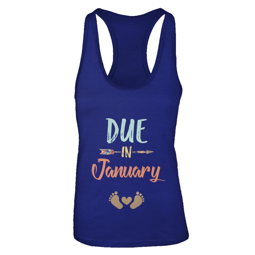 Due Date January 2021 Announcement Mommy Bump Pregnancy-T-Shirt & Tank Top-Women's Ideal Racerback Tank-Royal
