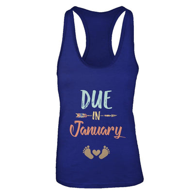 Due Date January 2021 Announcement Mommy Bump Pregnancy-T-Shirt & Tank Top-Women's Ideal Racerback Tank-Royal