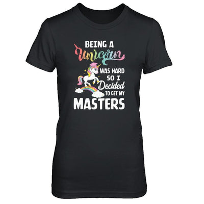 Funny Unicorn Masters Degree Graduation Graduate Gift-T-Shirt & Tank Top-Women's T-Shirt-Black