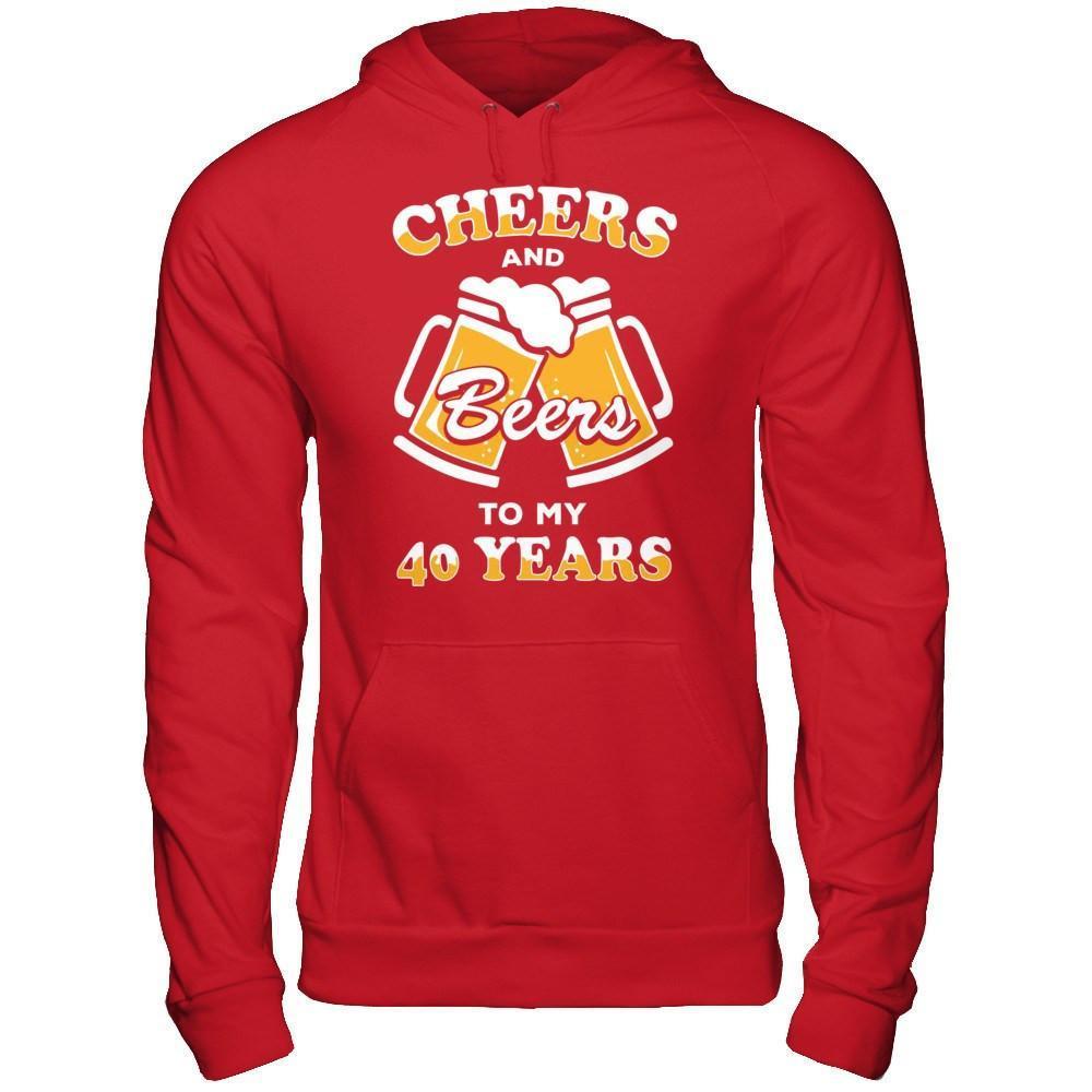 Cheers And Beers To My 40 Years-T-Shirt & Hoodie-Pullover Hoodie-Red