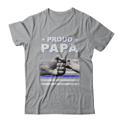 Proud Papa Police Thin Blue Line Flag Fathers Day-T-Shirt & Hoodie-Classic T-Shirt-Sport Grey