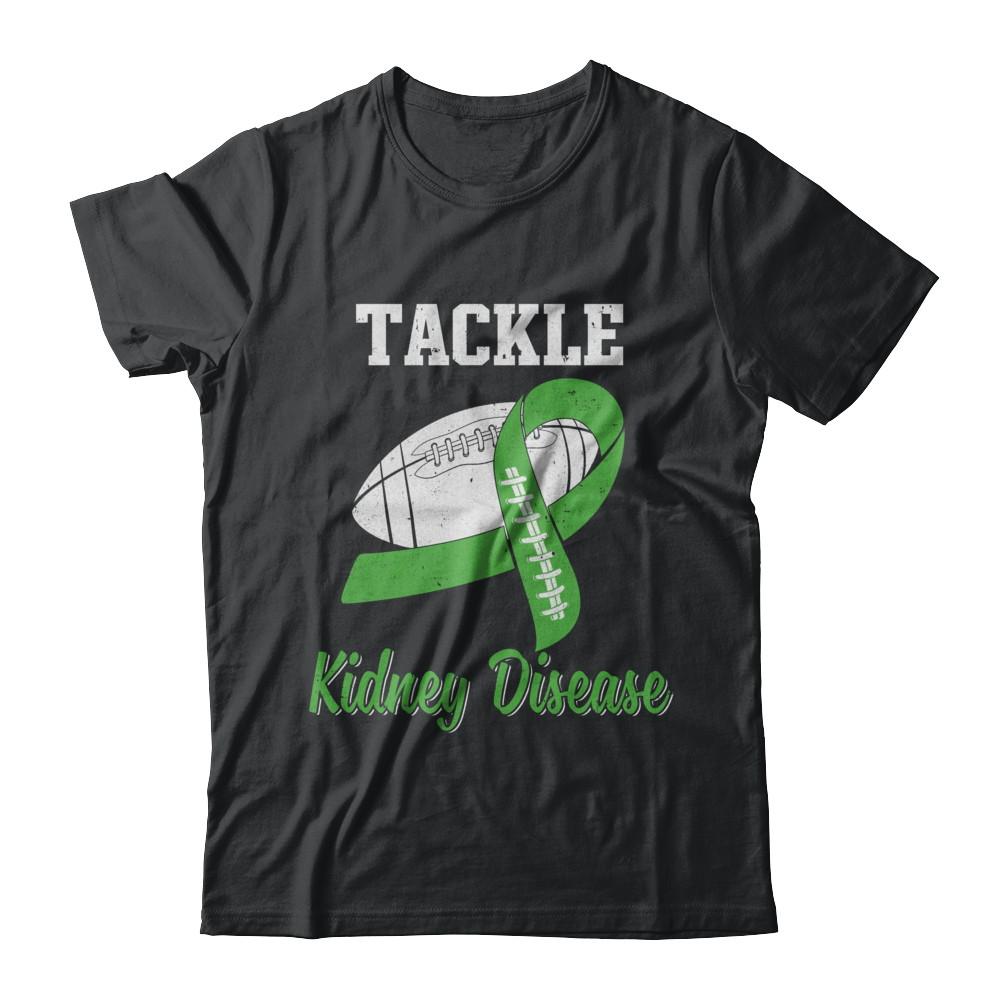 Football Survivor Tackle Green Kidney Disease Awareness-T-Shirt & Hoodie-Classic T-Shirt-Black