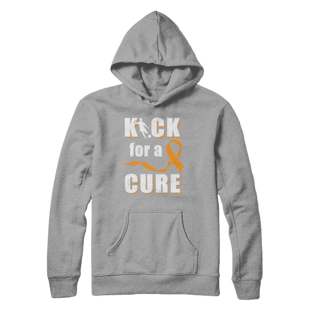 Kick For A Cure Soccer Orange Multiple Sclerosis Awareness-T-Shirt & Hoodie-Pullover Hoodie-Light Steel
