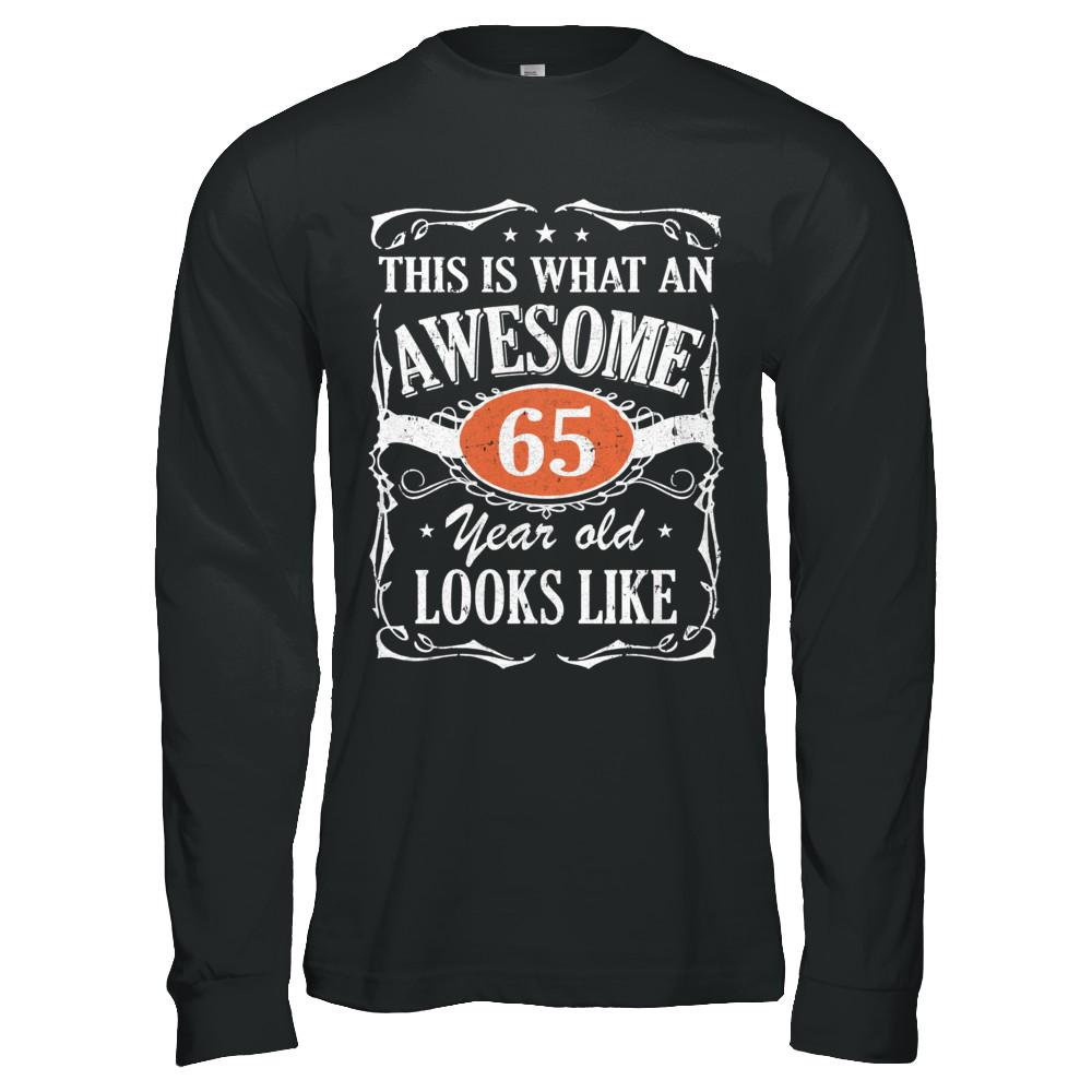 Vintage This Is What An Awesome 65 Year Old 1956 Birthday-T-Shirt & Hoodie-Long Sleeve T-Shirt-Black