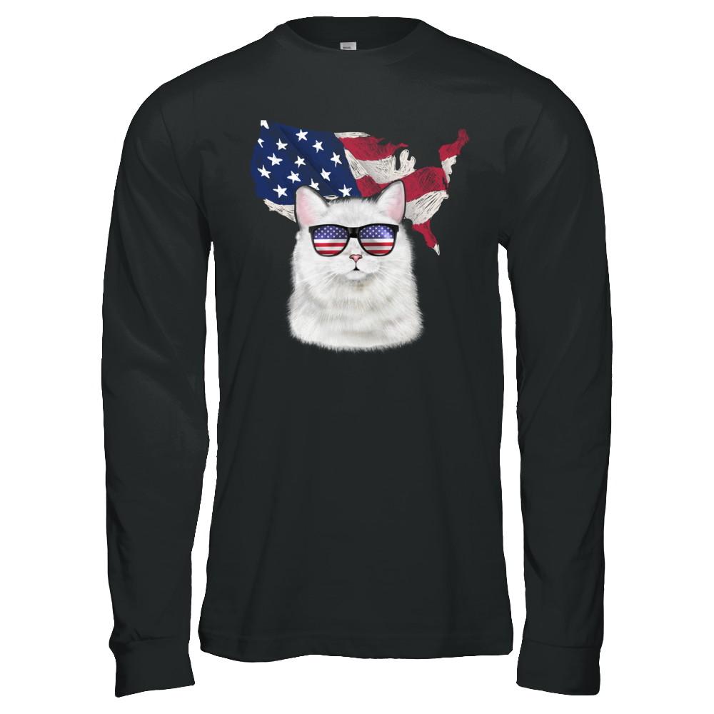 Funny Patriot Cat 4Th Of July American Flag-T-Shirt & Hoodie-Long Sleeve T-Shirt-Black