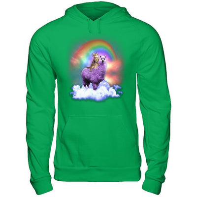 Rainbow Llama Cat-T-Shirt & Hoodie-Pullover Hoodie-Irish Green