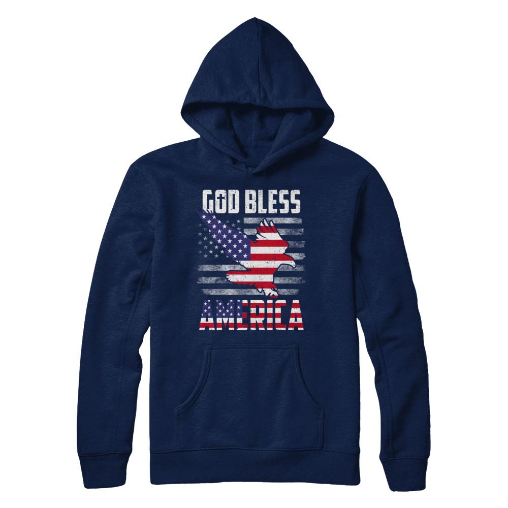Patriotic God Bless America Flag Eagle 4Th Of July-T-Shirt & Hoodie-Pullover Hoodie-Navy