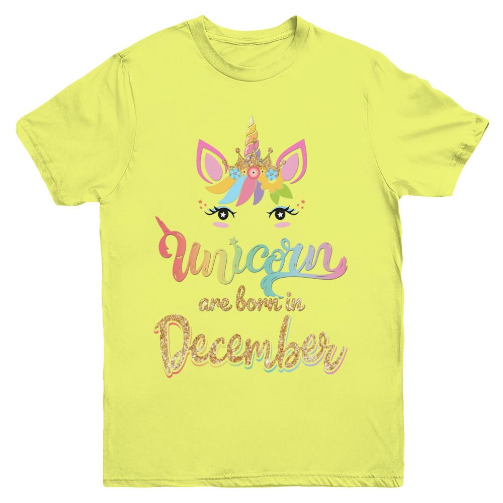 Cute Unicorns Are Born In December Birthday Gift Youth-Youth Shirt-Youth T-Shirt-Daisy
