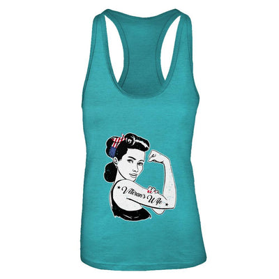 4Th Of July Veteran's Wife From Husband Army-T-Shirt & Tank Top-Women's Ideal Racerback Tank-Tahiti Blue