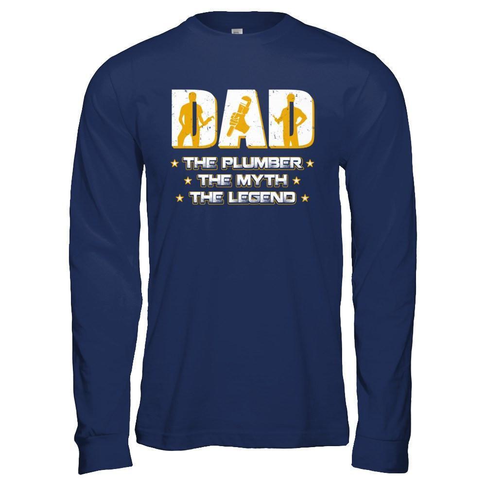 Dad The Plumber The Myth The Legend-T-Shirt & Hoodie-Long Sleeve T-Shirt-Navy