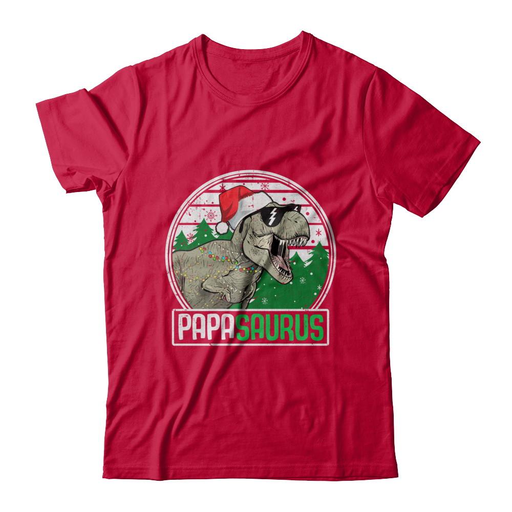 Papasaurus Papa Dinosaur T-Rex Family Christmas-T-Shirt & Sweatshirt-Classic T-Shirt-Red