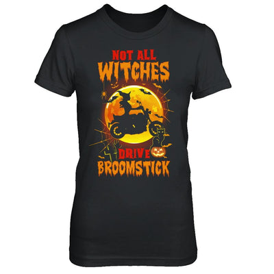 Not All Witches Drive Broom Funny Halloween Biker-T-Shirt & Sweatshirt-Women's T-Shirt-Black