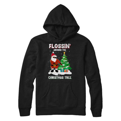 Flossin' Around The Christmas Tree Flossing Santa-T-Shirt & Hoodie-Pullover Hoodie-Black