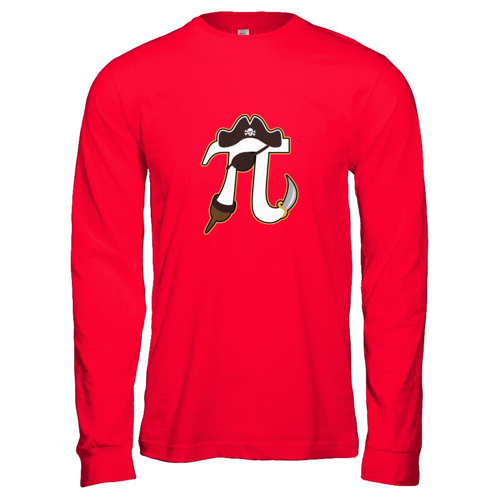 Pi Day 2018 Funny Pi Pirate Style For Math-T-Shirt & Hoodie-Long Sleeve T-Shirt-Red