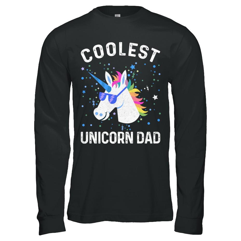 Coolest Unicorn Dad Cute Funny Unicorn Fathers Day-T-Shirt & Hoodie-Long Sleeve T-Shirt-Black