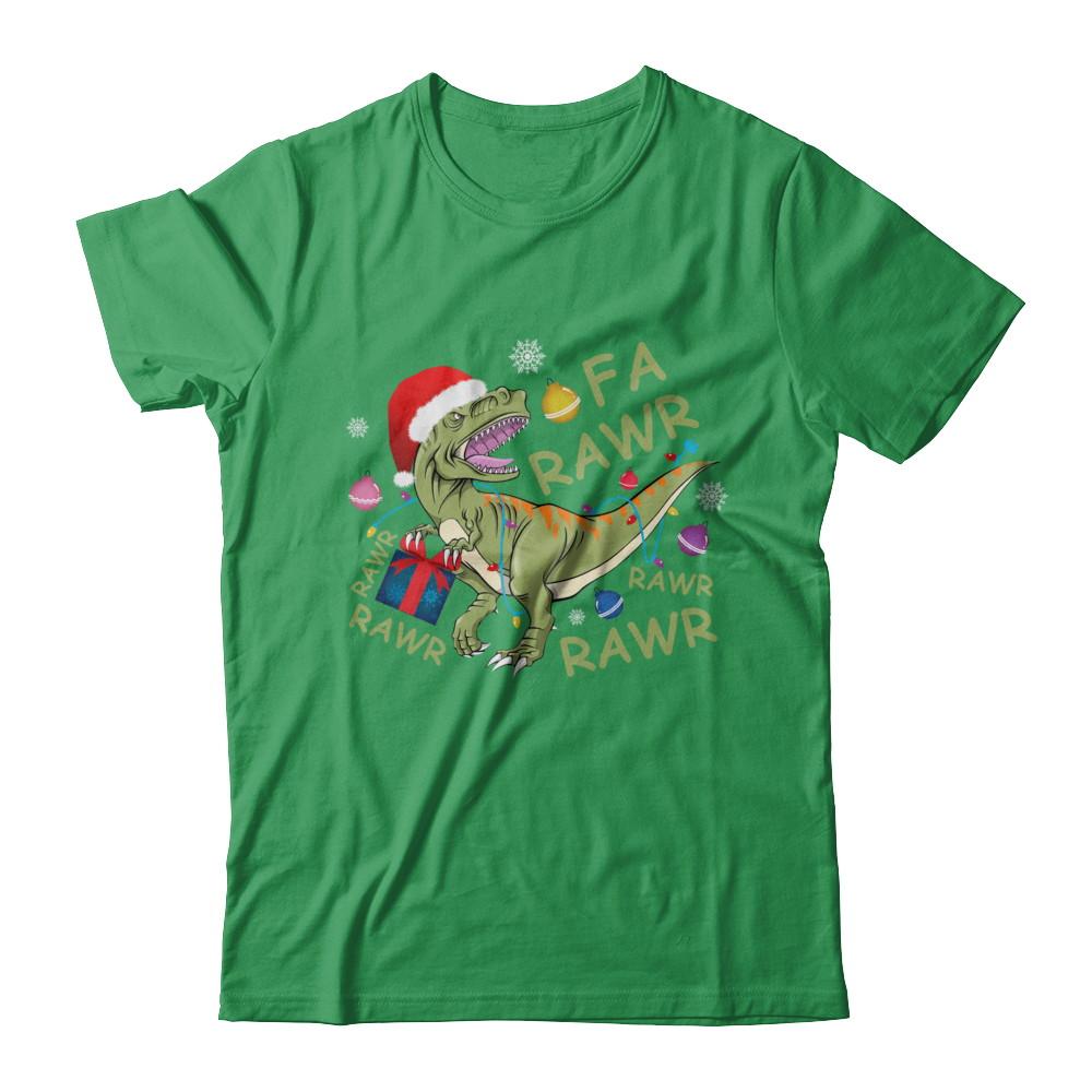 Christmas Funny Dinosaur T-Rex Claus Fa Rawr Rawr-T-Shirt & Hoodie-Premium T-Shirt-Kelly Green