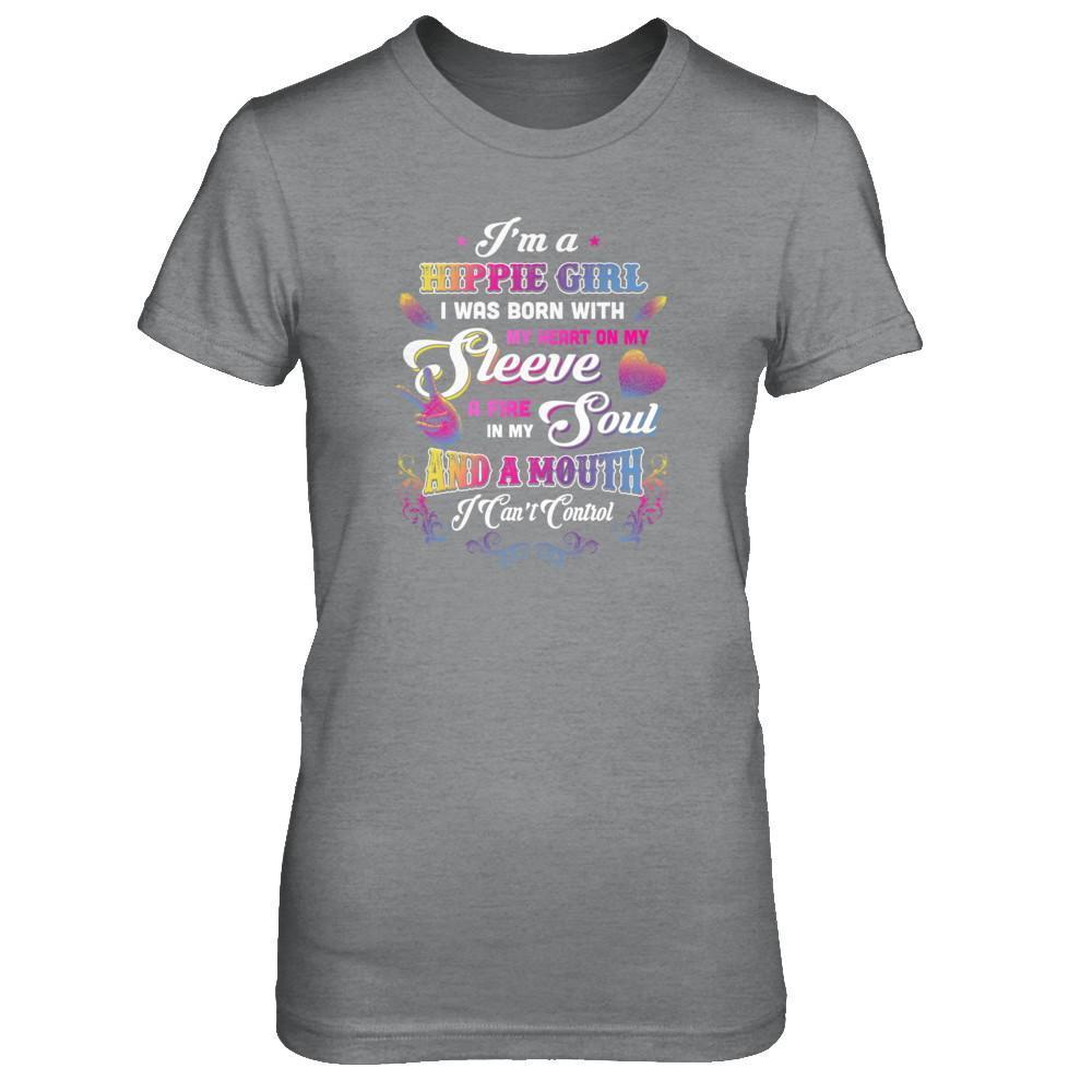I'm A Hippie Girl I Was Born With My Heart-T-Shirt & Tank Top-Women's T-Shirt-Sport Grey