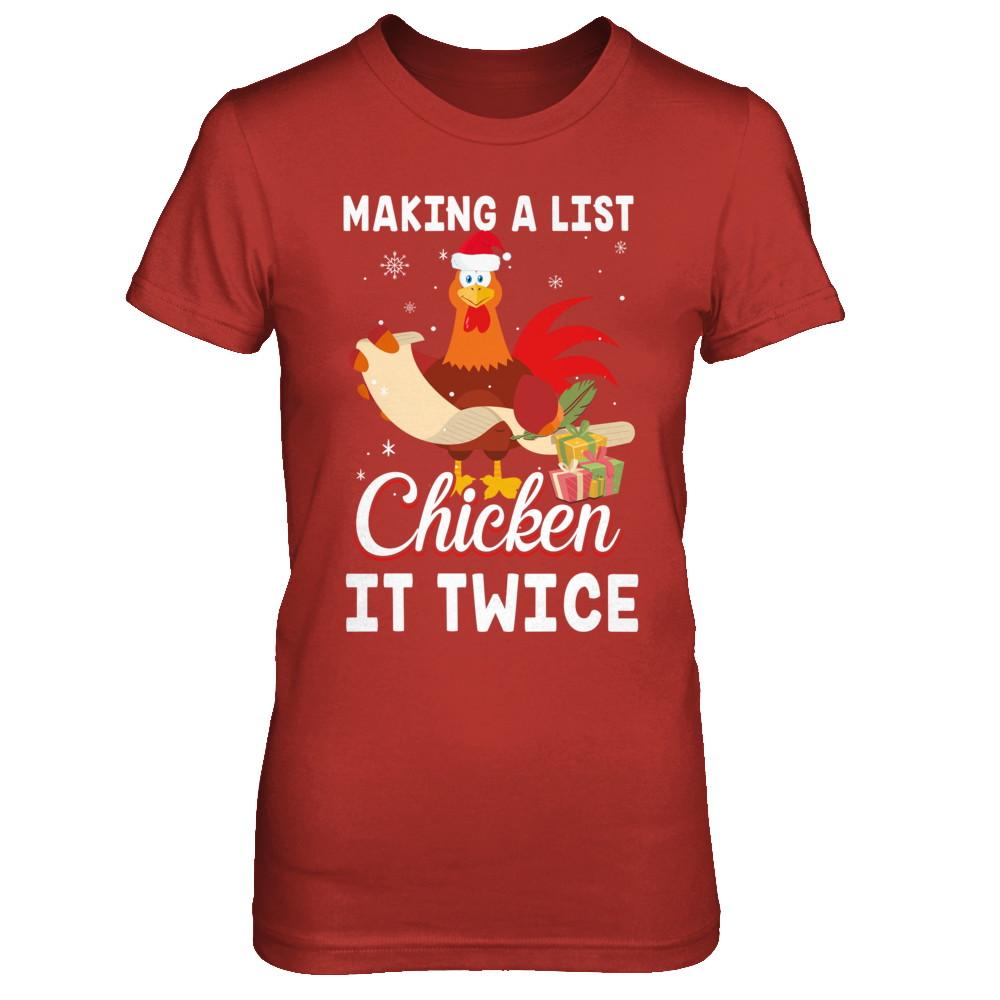 Chicken It Twice Funny Chicken Christmas-T-Shirt & Sweatshirt-Women's T-Shirt-Red