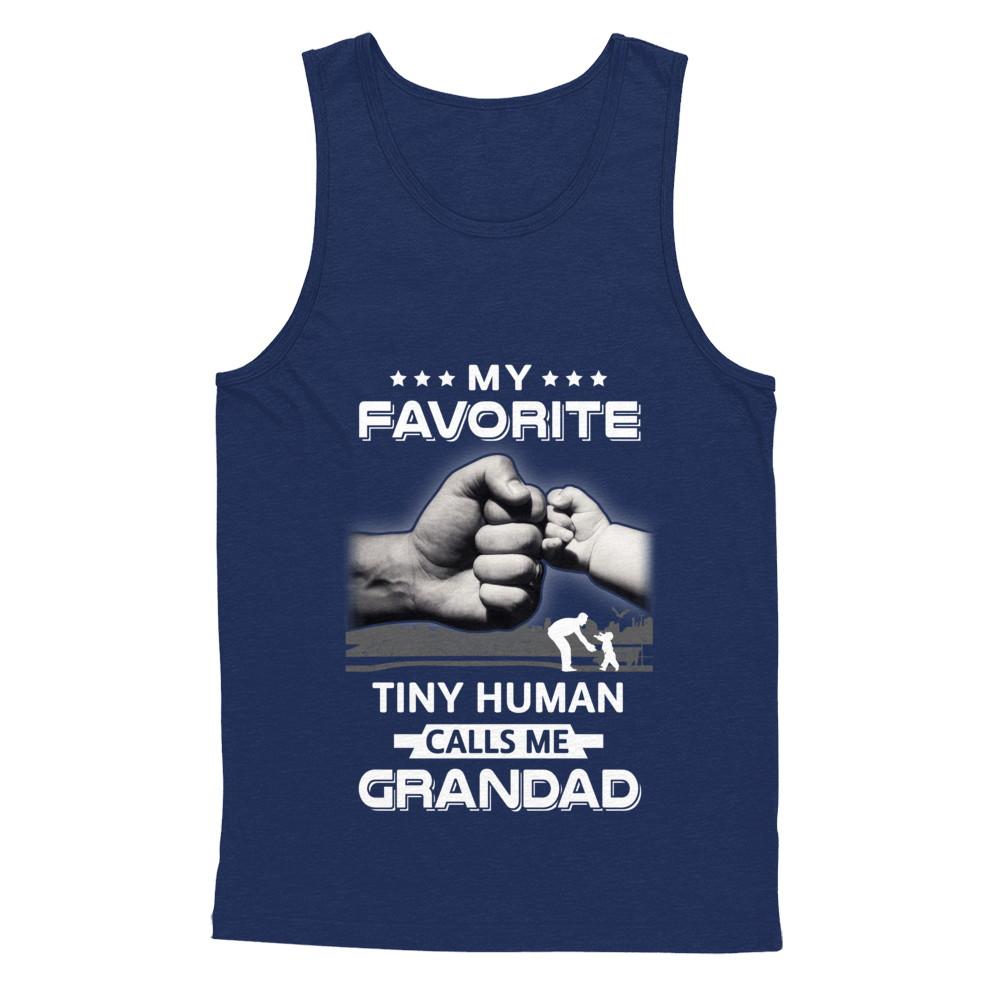 My Favorite Tiny Human Calls Me Grandad-T-Shirt & Hoodie-Unisex Tank-Navy