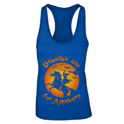 Brooms Are For Amateurs Funny Halloween Horse Riding-T-Shirt & Tank Top-Women's Ideal Racerback Tank-Royal