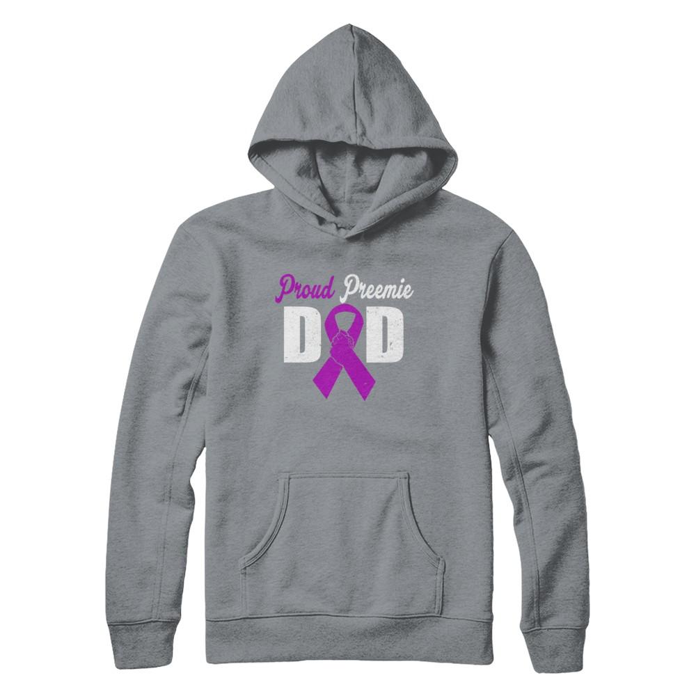 Fathers Day Proud Preemie Dad Premature Birth Awareness-T-Shirt & Hoodie-Pullover Hoodie-Light Steel
