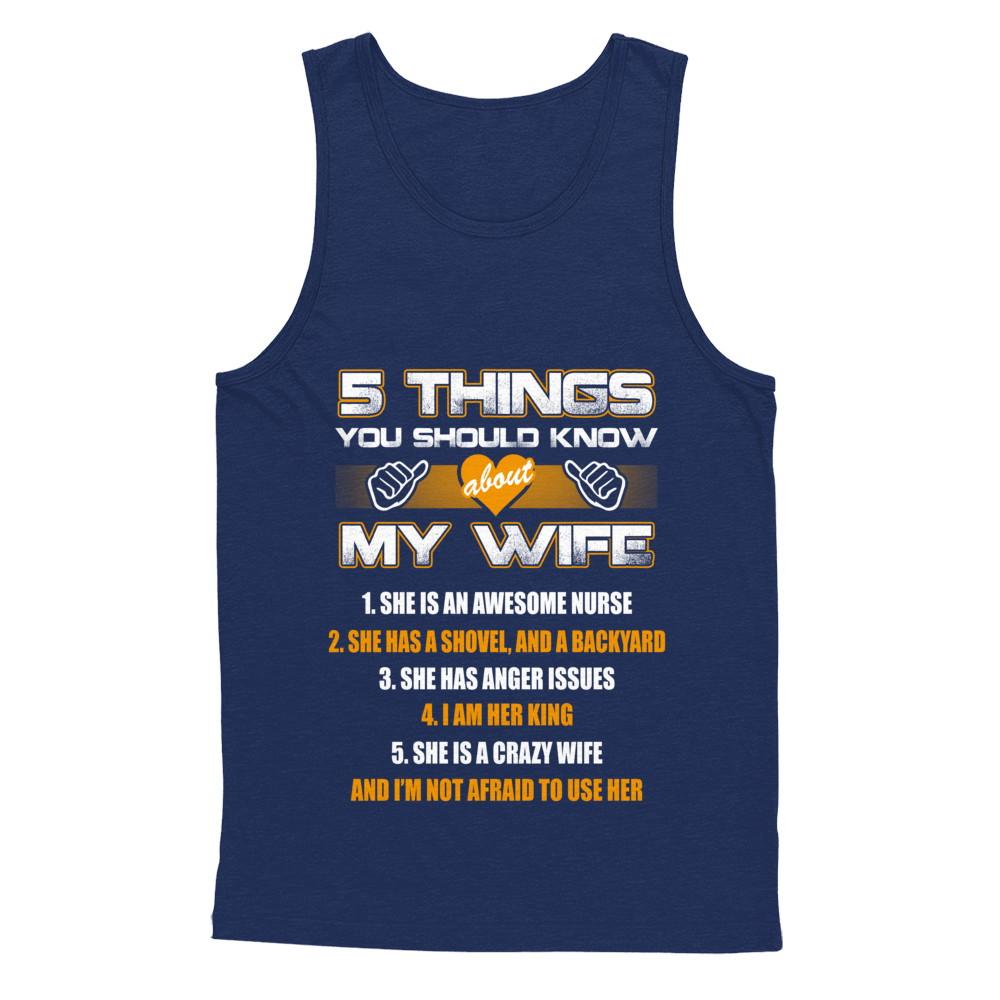 5 Things You Should Know About My Wife She Is Awesome Nurse-T-Shirt & Hoodie-Unisex Tank-Navy