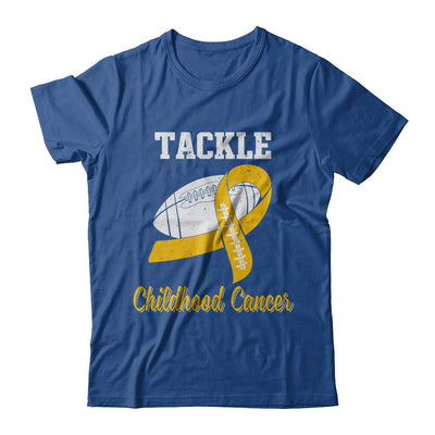 Football Survivor Tackle Yellow Childhood Cancer Awareness-T-Shirt & Hoodie-Classic T-Shirt-Royal